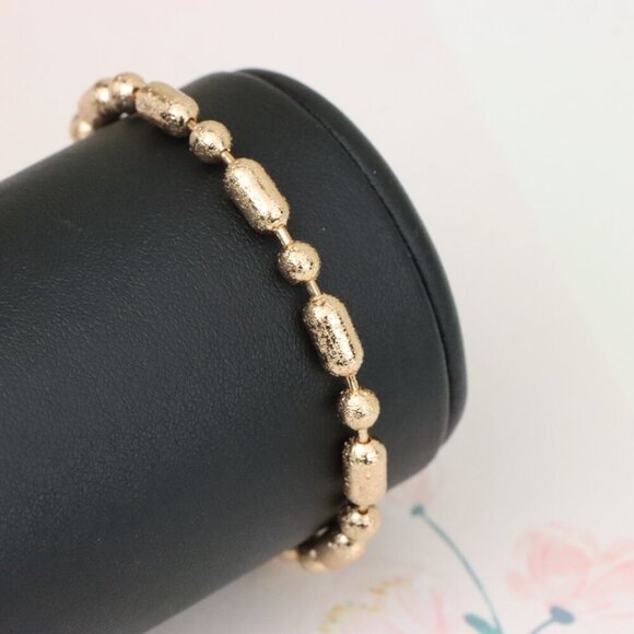 "Rose Gold Textured Bead Bracelet with Adjustable Chain, XPBL1156 - Picture 1 of 12